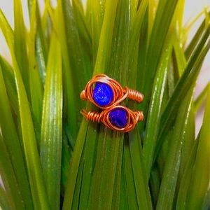 Sodalite wire wrapped rings in copper